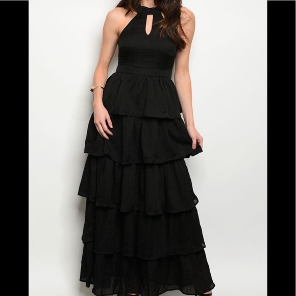 Dresses & Skirts - Black Ruffle Maxi Dress